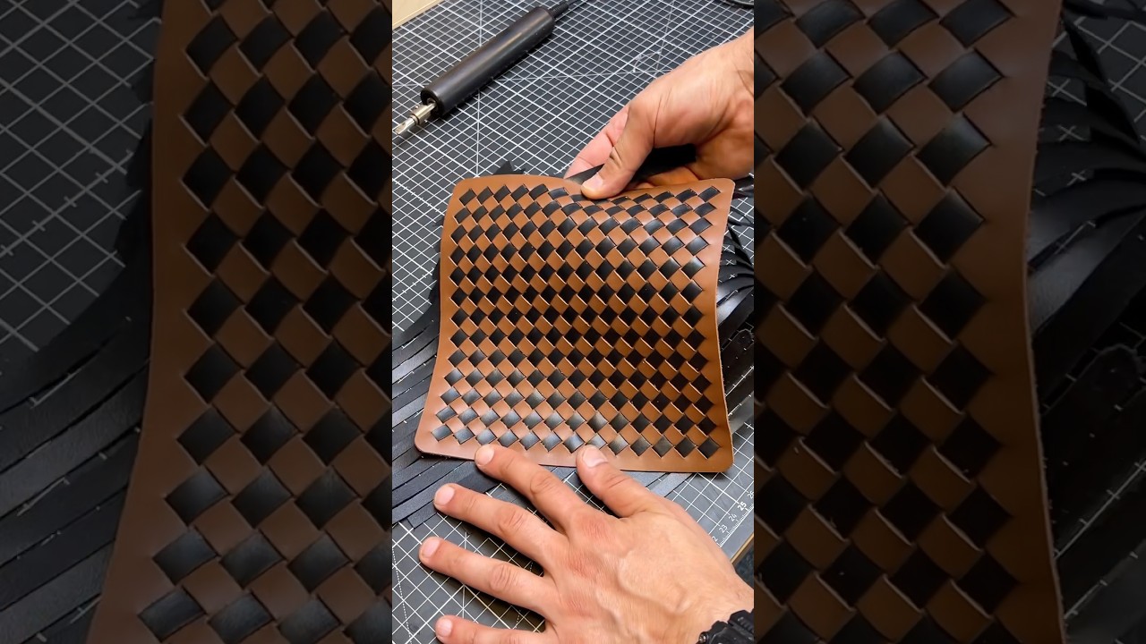 Easy DIY Leather Clutch Woven from Strips #westernstyle #leathercraft  #lederhandwerk #shorts