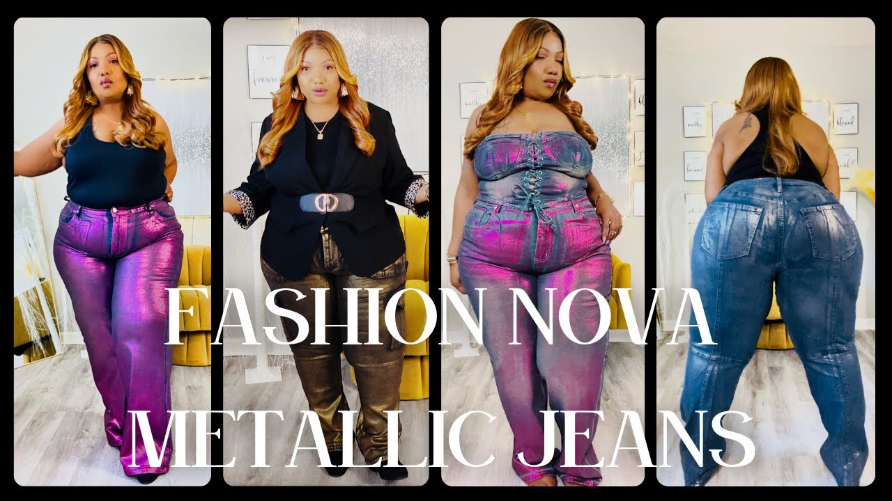 PLUS SIZE TRY ON HAUL Featuring Fashion Nova Metallic Jeans
