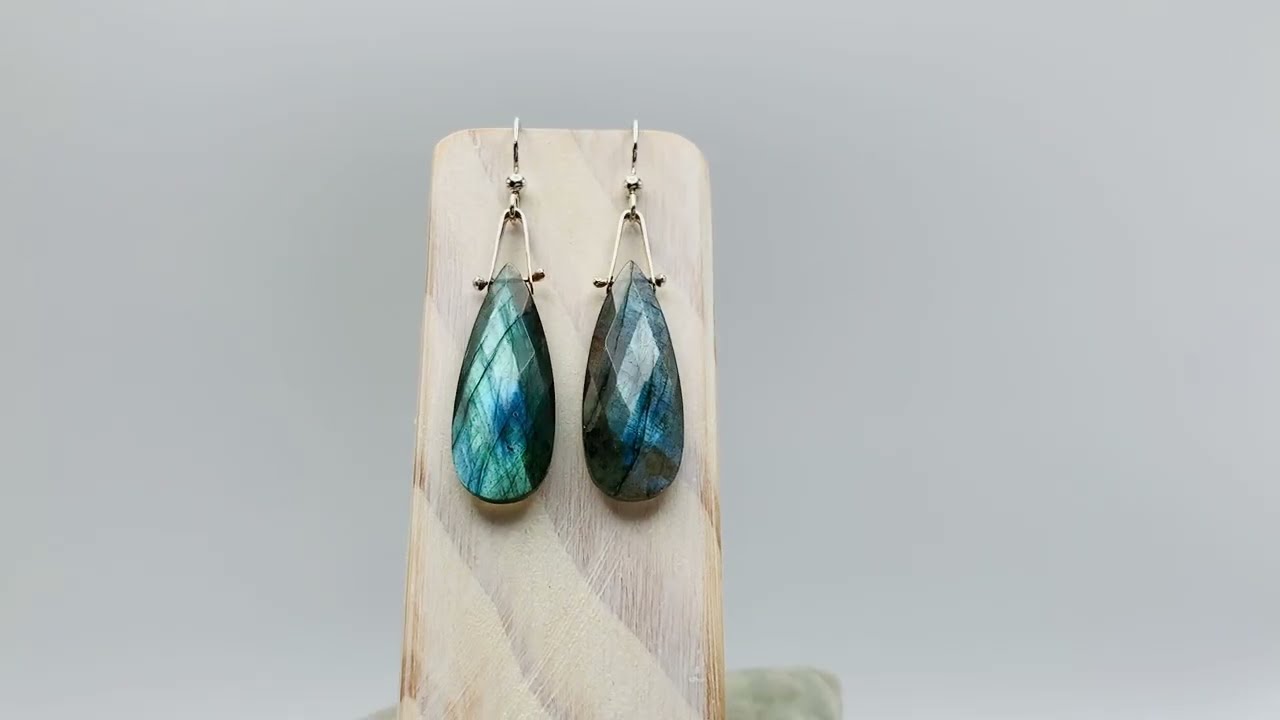 Labradorite Sterling Silver Faceted Teardrop Earrings by Klee Angelie Jewelry
