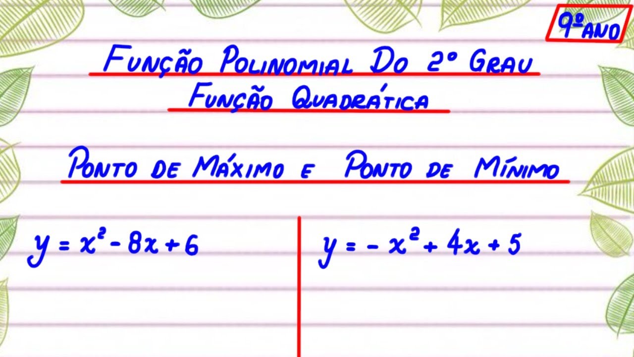 PONTO DE MÁXIMO E PONTO DE MÍNIMO - 9° ANO