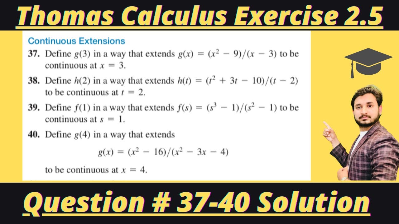 Thomas Calculus Exercise 2.5 Question # 37-40 solution|| Continuous Extensions|| MSN Mathematician|