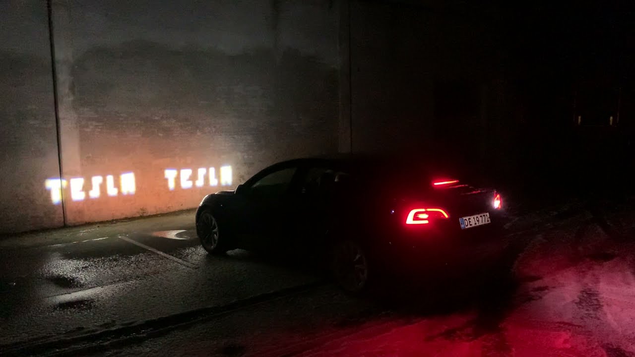 Tesla model 3 light show with matrix LED headlights