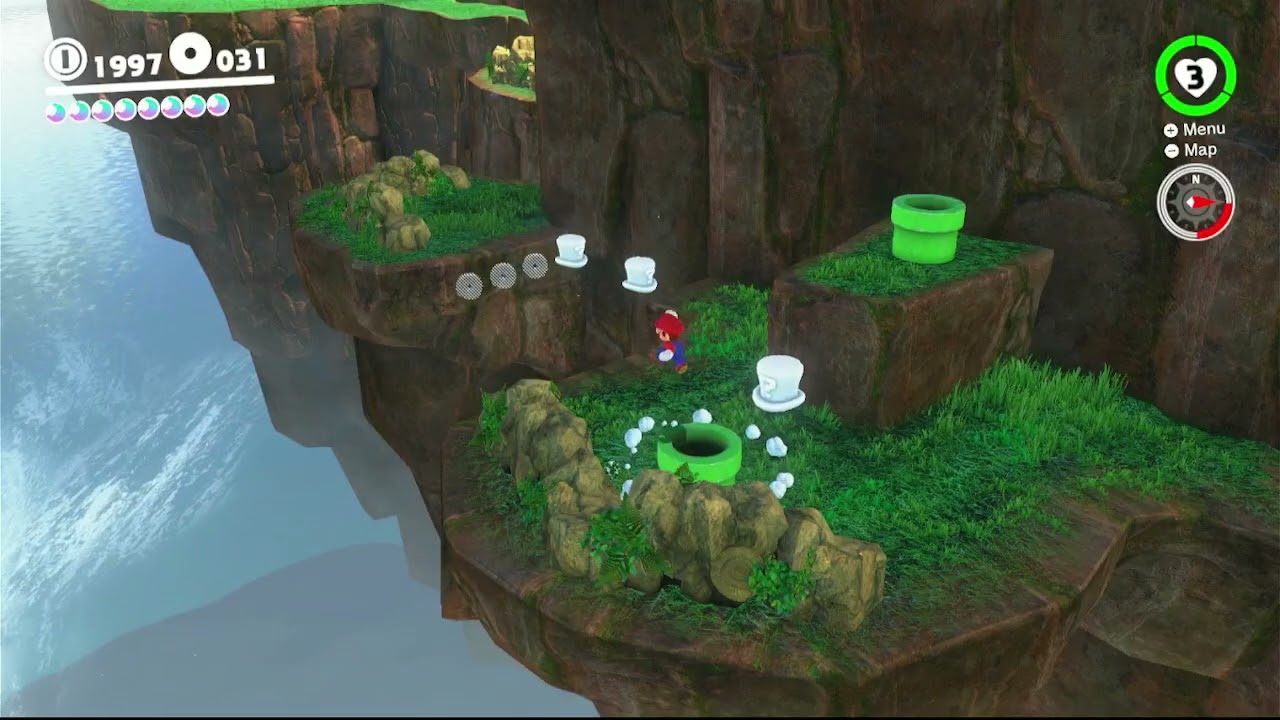 super mario odyssey jogando o mundo dos dinossauros
