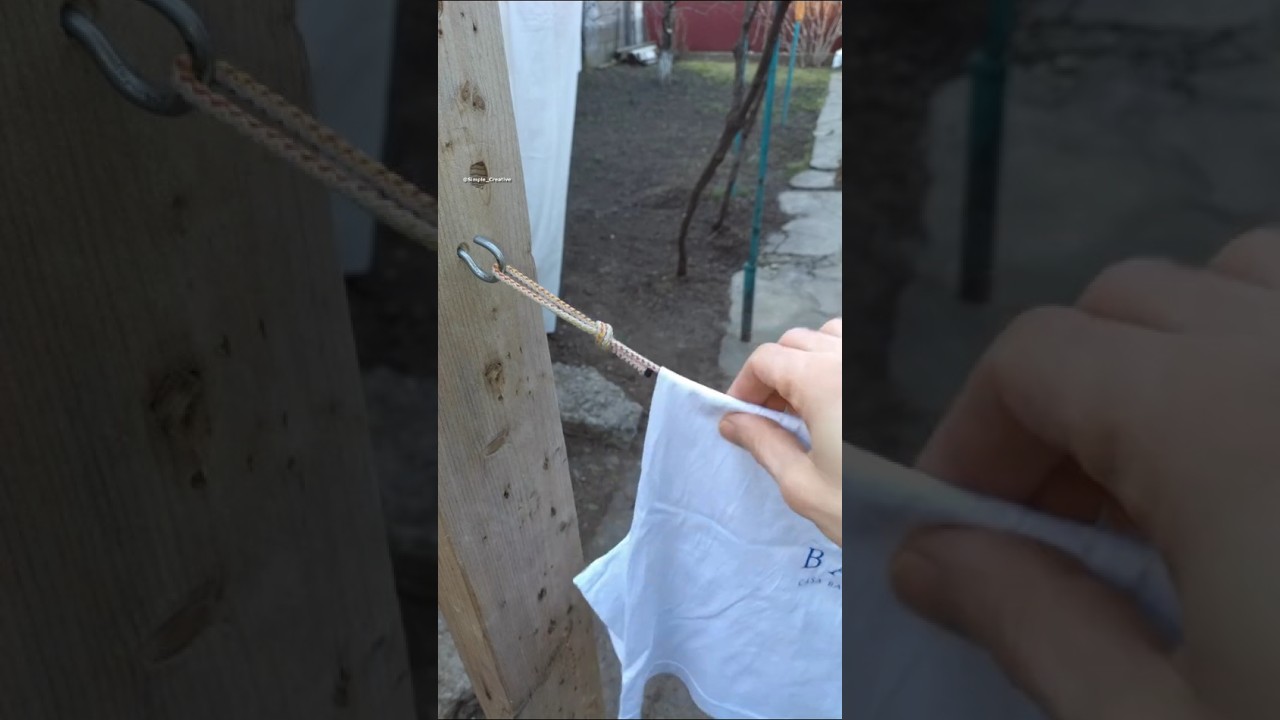 Отличные советы и хитрости для легкого и надежного натяжения бельевой веревки #diy #tips #tricks