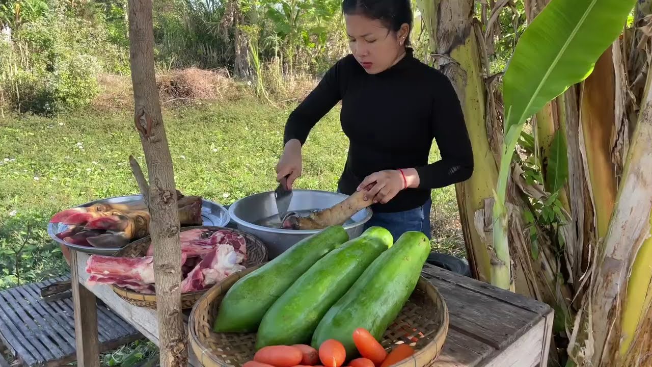 Traditional Village Cow Feet Soup | Slow Cooking in Nature 🥘🔥
