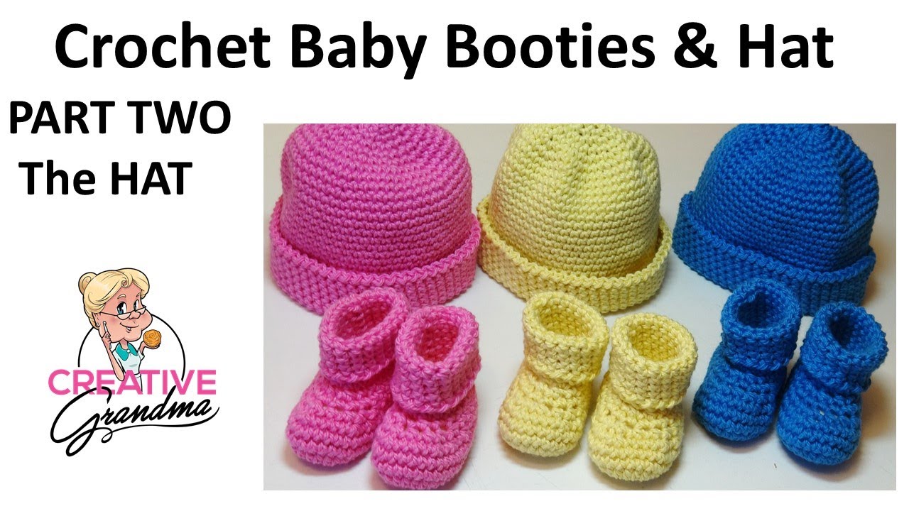 Newborn Baby Booties and Hat - Crochet Tutorial PART 2  The Hat