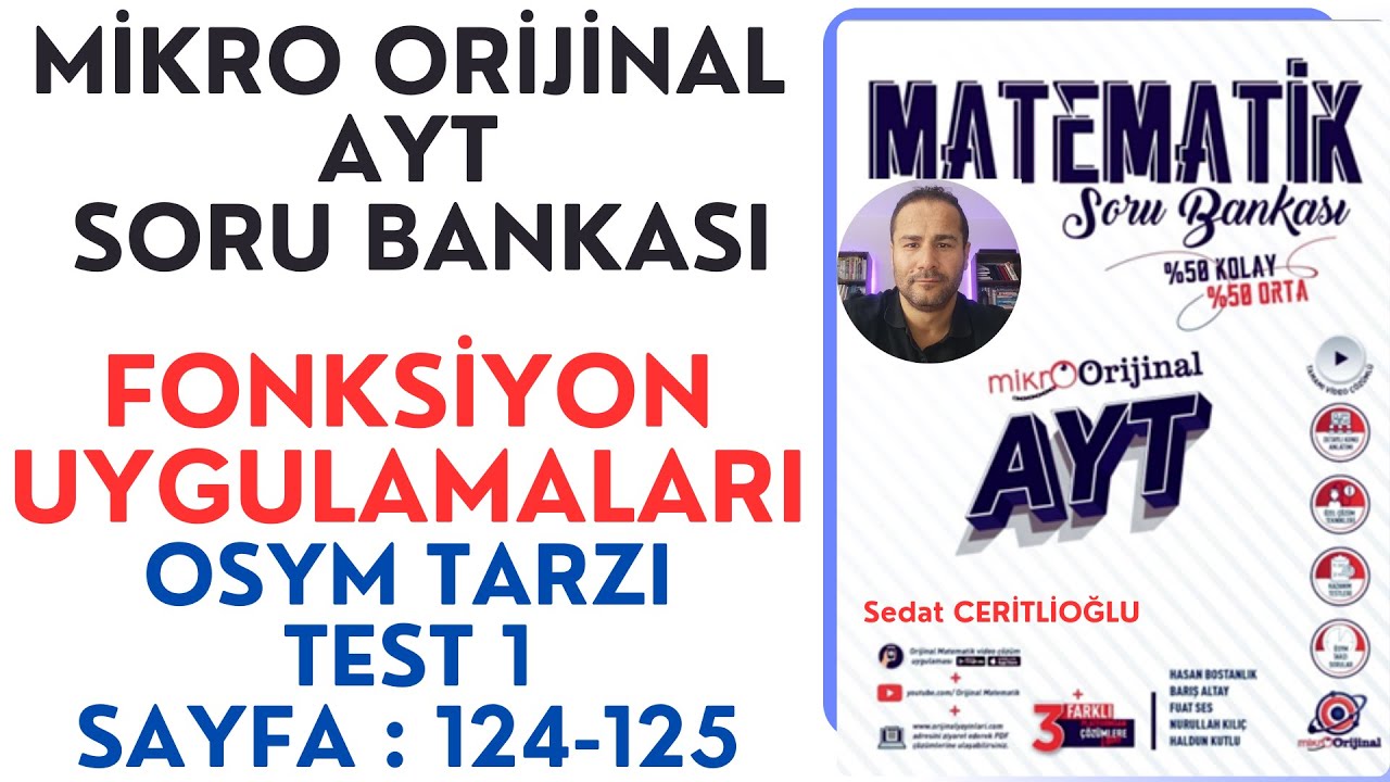 FONKSİYON UYGULAMALARI | MİKRO AYT SORU BANKASI SYF:124-125|#orijinalmatematik#mikroorijinal#yks2024