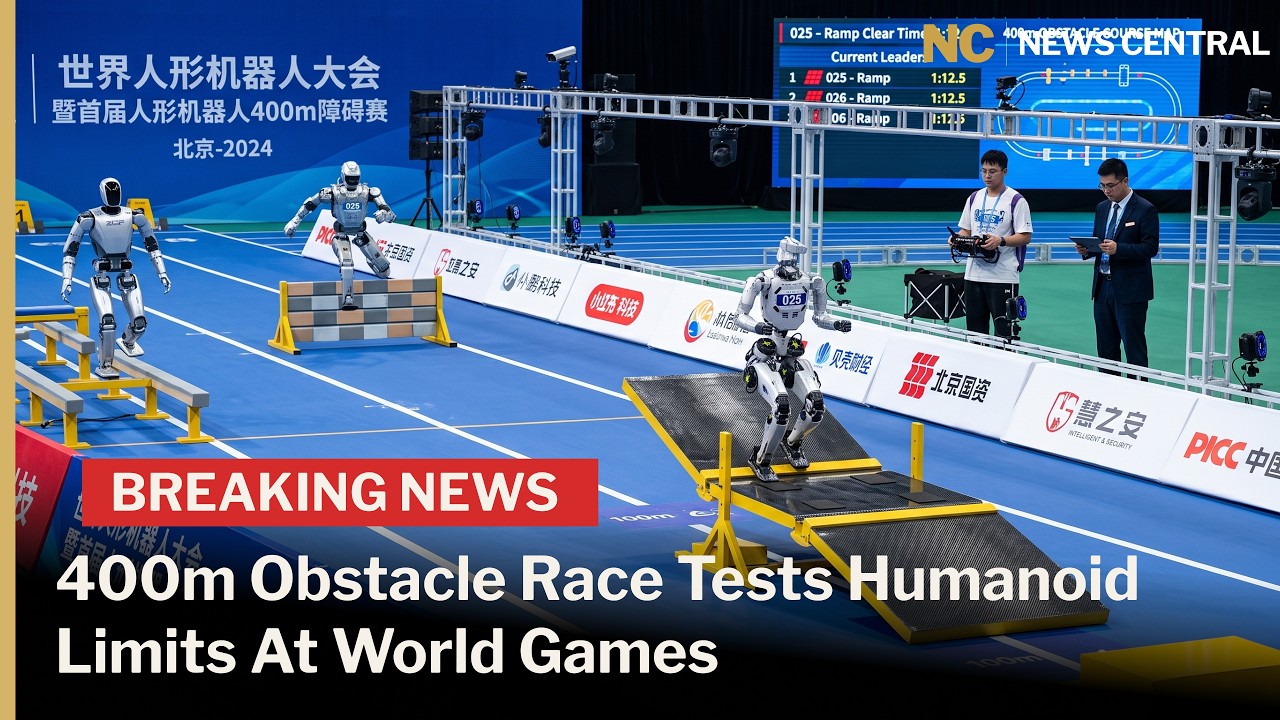 Humanoid Robots Tackle 400m Obstacle Race in Beijing | News Central | AI1F