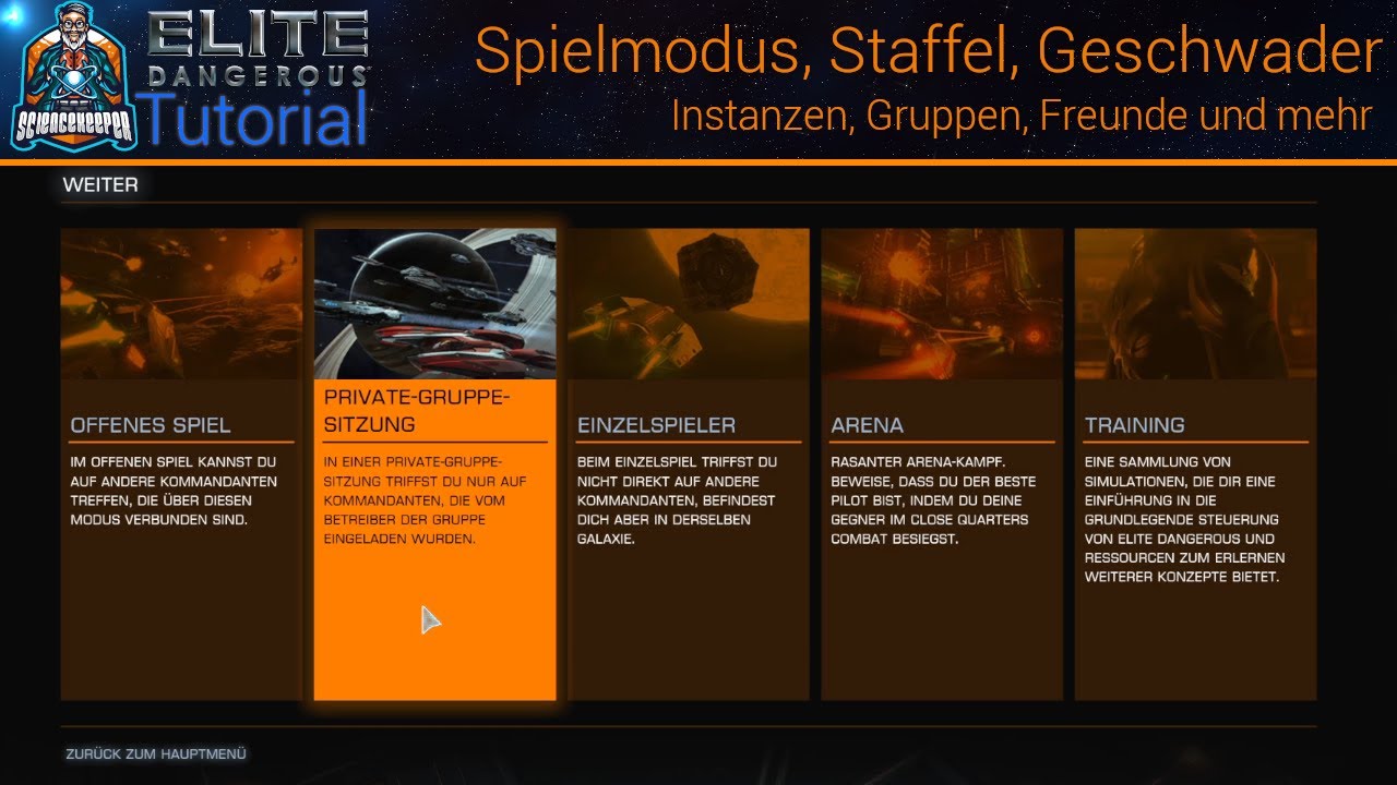 Elite Dangerous: Spielmodus, Gruppen, Staffel, Geschwader, Instanz (Tutorial)