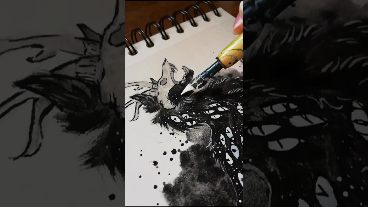 This @winsornewton white ink definitely works great! #inktober #inkart #inkdrawing #artchallenge