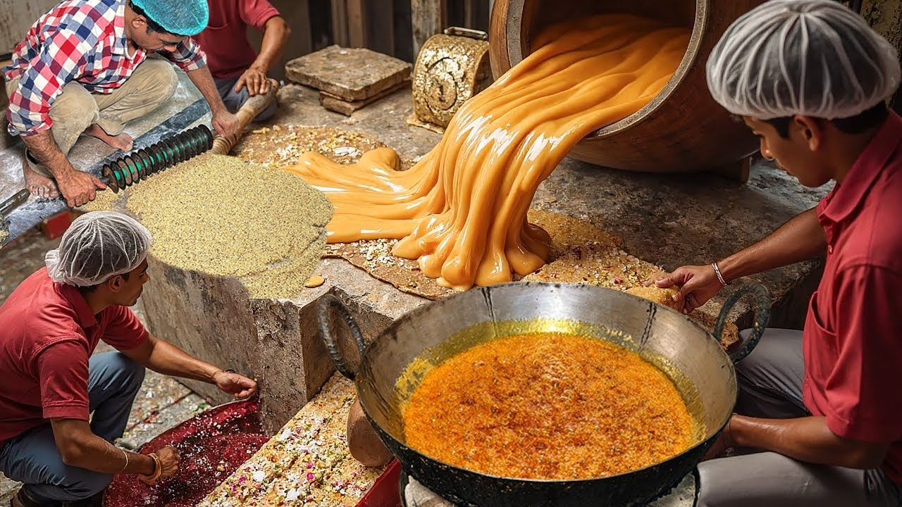 Kallu Bhai Gajak Making Factory | Jaggery Bar Candy Making Skills | Amazing Street Food Processing