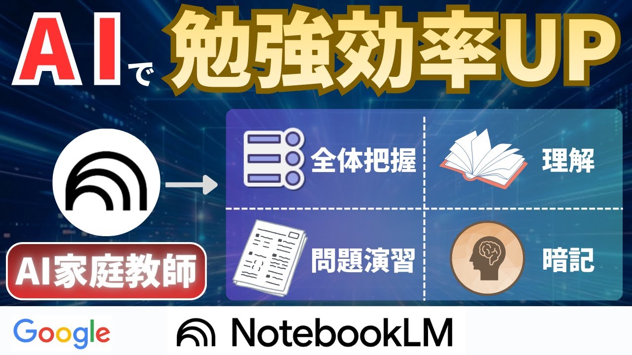 【AI家庭教師】NotebookLMで勉強効率を向上させる使い方解説丨スライド・動画生成で「読むだけ」を卒業