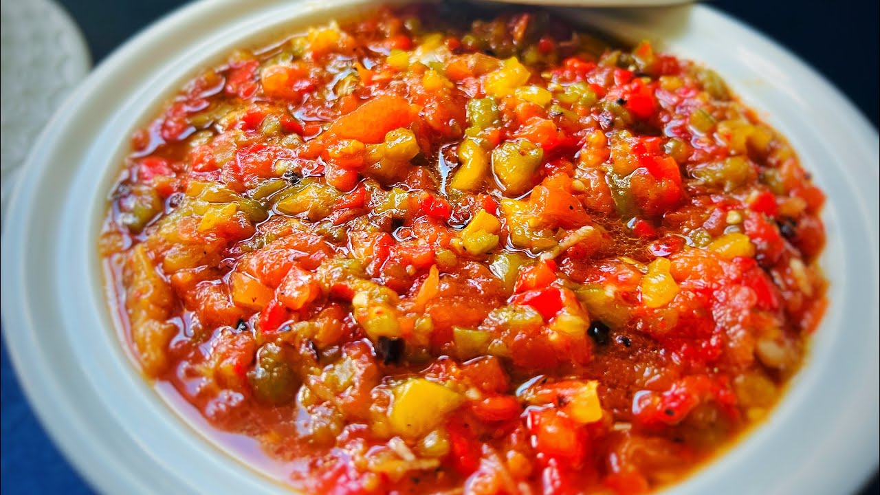Salade de poivrons et tomates grill&eacute;s (mechouia) fa&ccedil;on Marocaine 🇲🇦