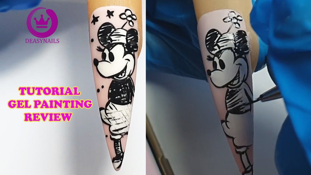 Tutorial Minnie Mouse nail art con gel painting de Deasynails