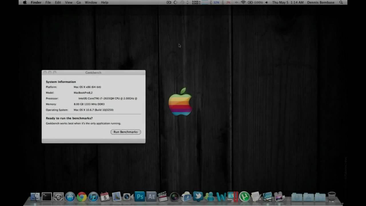 (64-bit Geekbench) MacBook Pro 2.0GHz Test