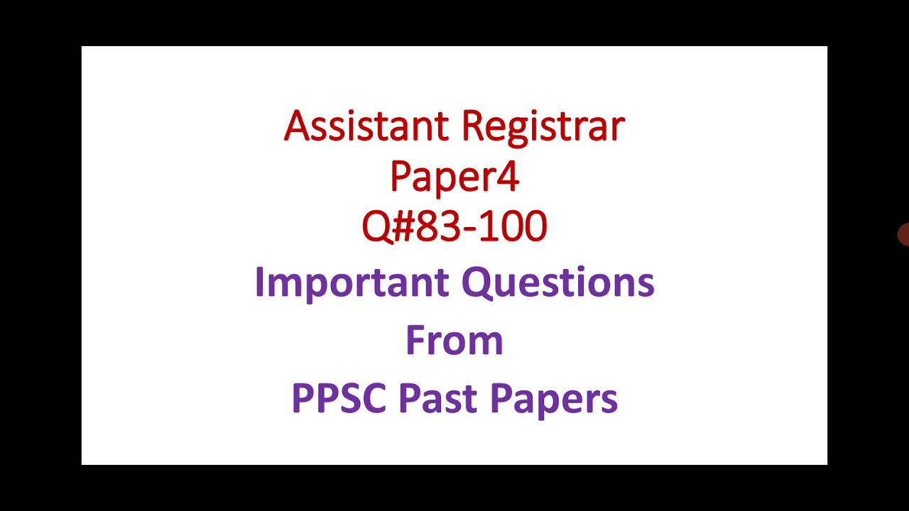 Paper-IV|Q#83-100|Assistant Registrar Cooperative Societies