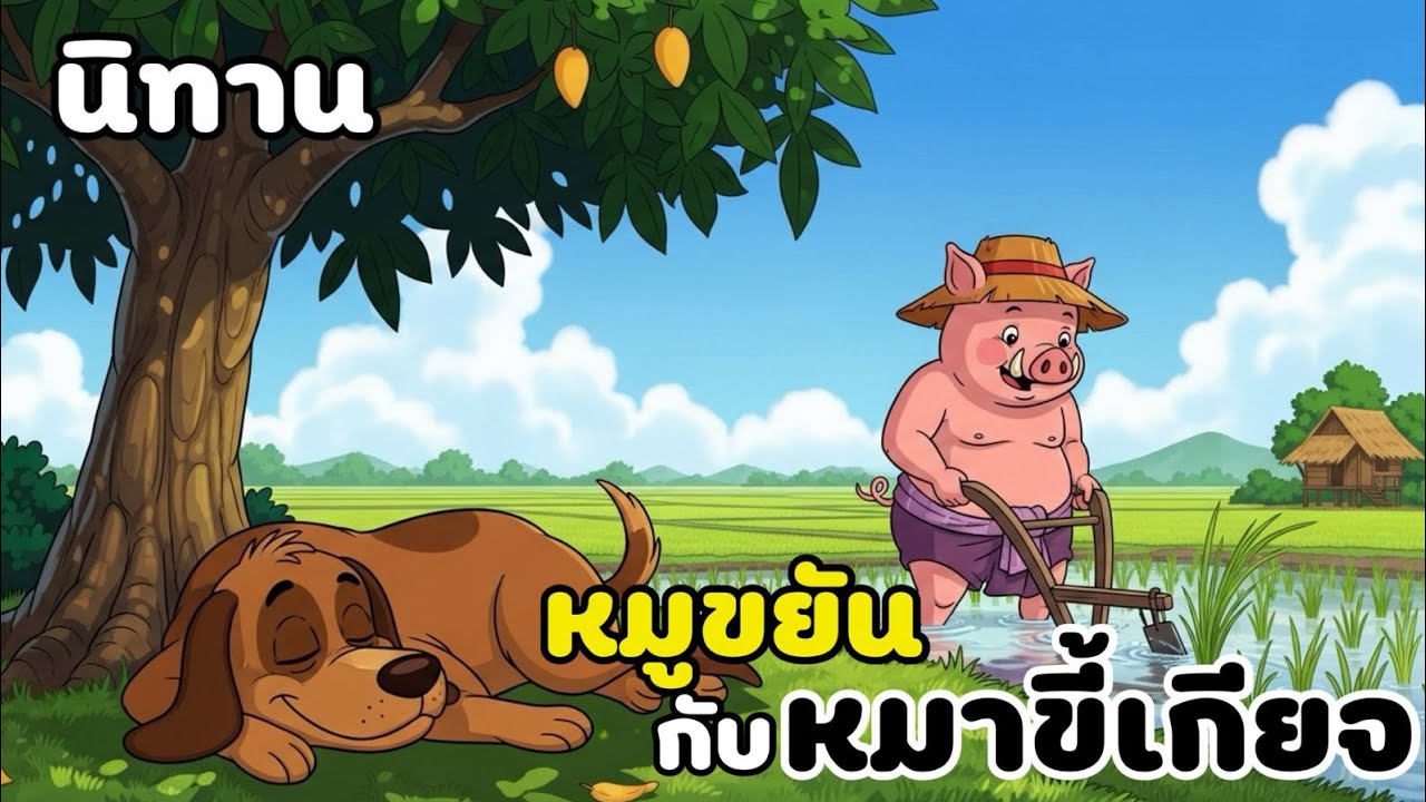นิทาน 🌟 หมูขยันกับหมาขี้เกียจ 🐷🐶🌟 