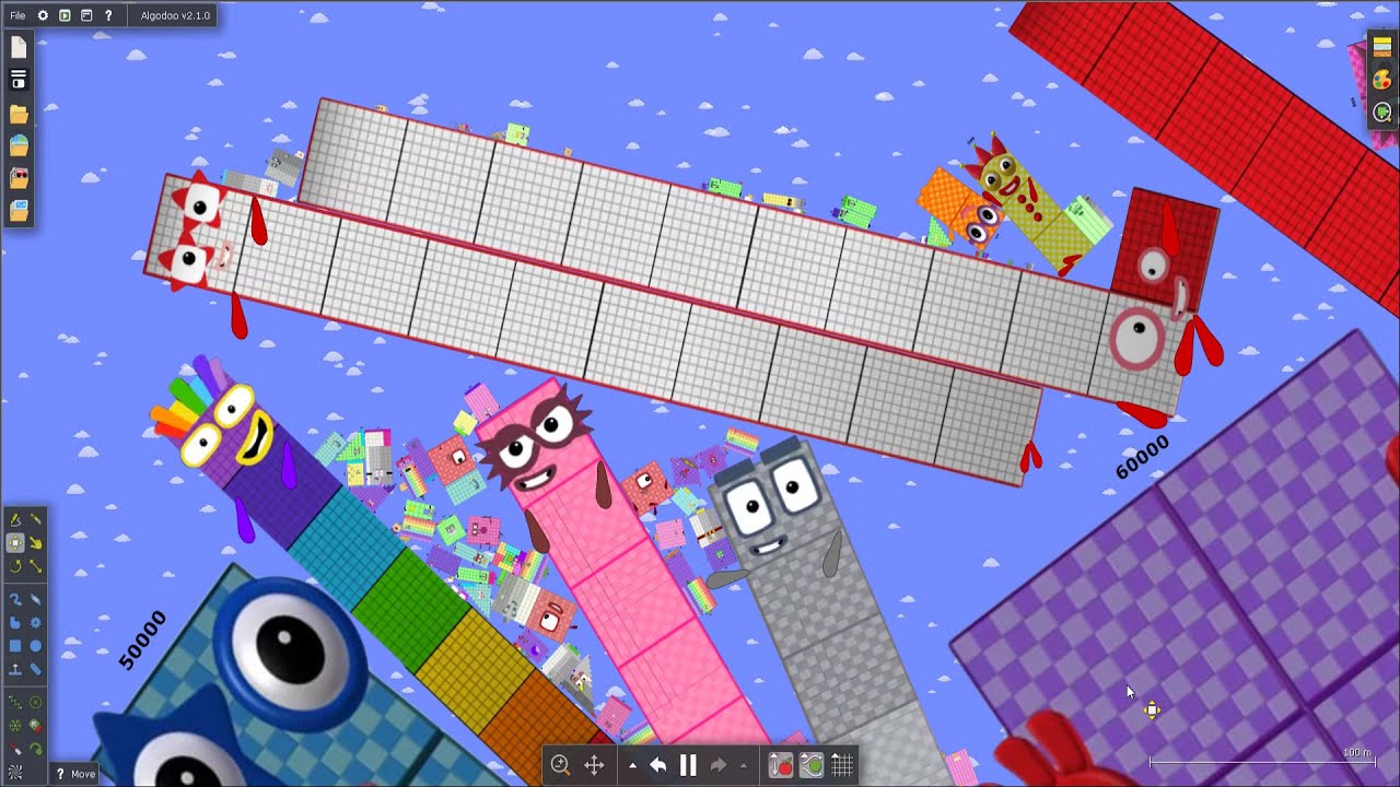 Giant Numberblocks Wars - The floor is Lava!! Part 8 (Survival challenge) by Algodoo