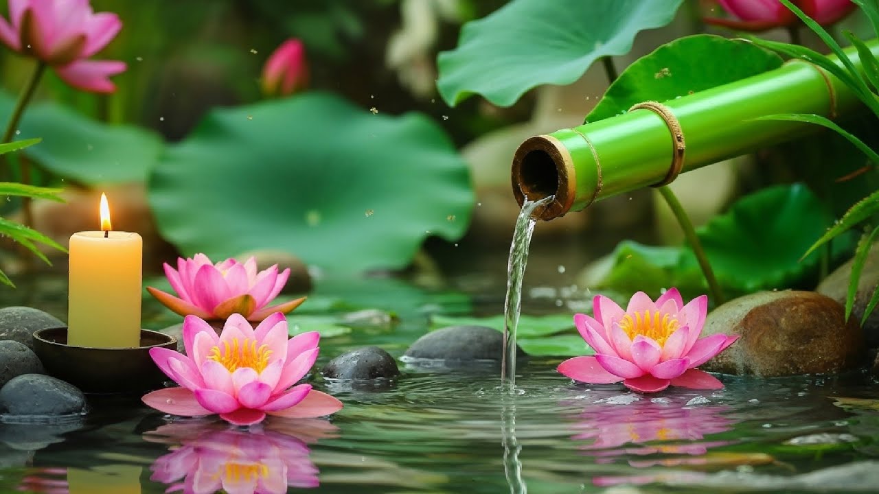 Candlelight Meditation Lotus Pond & Gentle Water Sounds