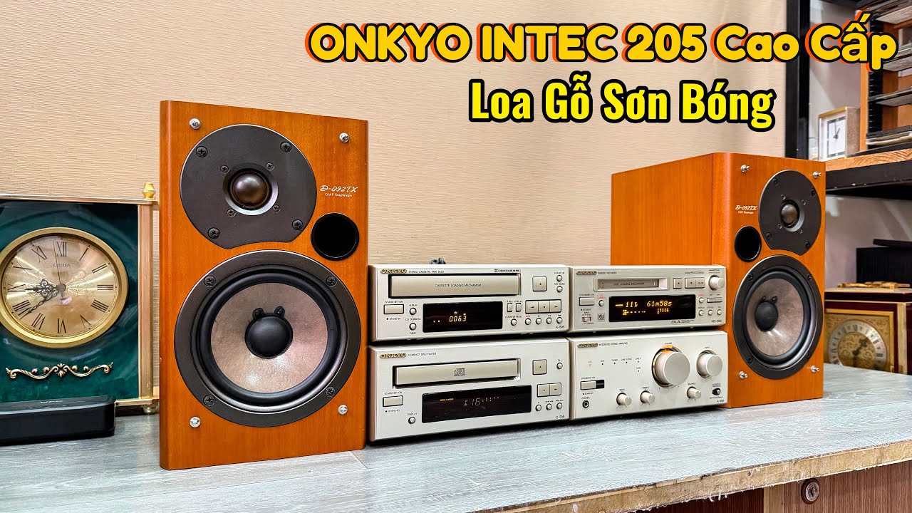 (Giá 4tr8) Có Giải Mã 24bit ♨️Dàn Cao Cấp ONKYO INTEC 205 Loa Gỗ Sơn Bóng (Vũ 0908804711) 