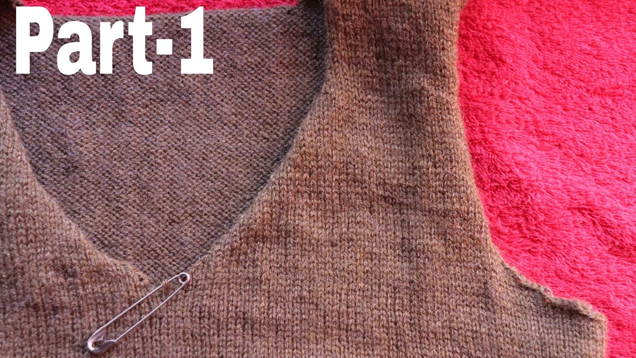 Gents Sweater ,V Neck/Shoulder ( गले और कंधे को कैसे घटाएं) #Part-1,Step by Step