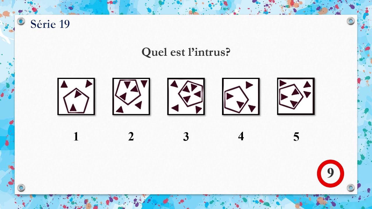 Test psychotechnique : Test logique : Intrus Graphique