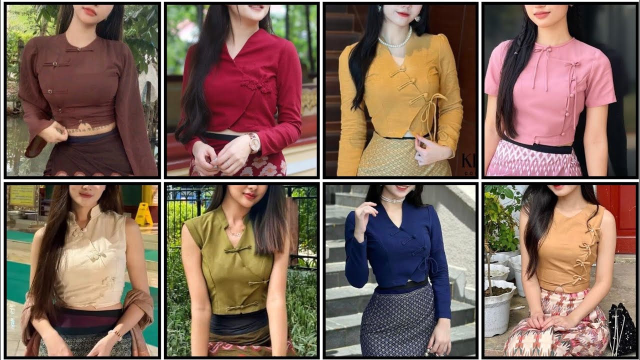 Casual Myanmar dress design | hrang hrang thar ber ber te mizo Myanmar dress 