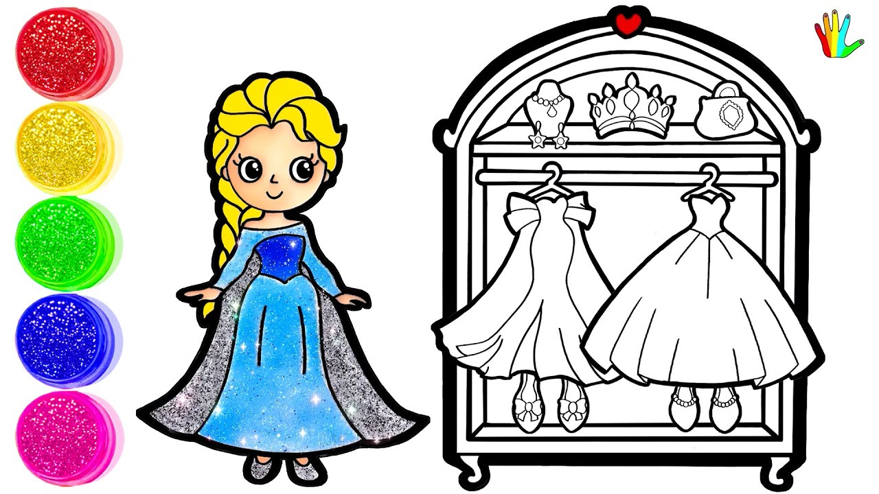 Draw and Dress Up Elsa for girls - How to draw Princess Dress - Bee Art TV