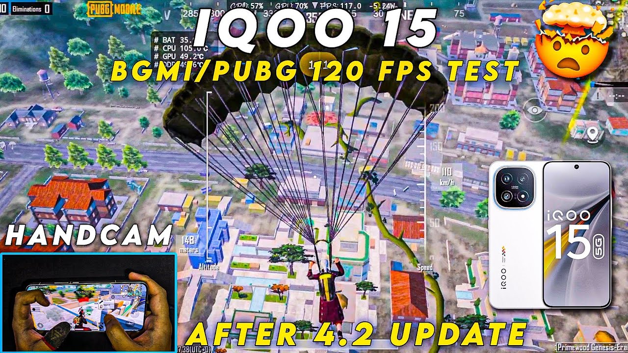 IQOO 15 HANDCAM & BGMI/PUBG 120 FPS TEST 🤯 AFTER 4.2 UPDATE WITH FPS METER #iqoo #iqoo15 #bgmi #pubg