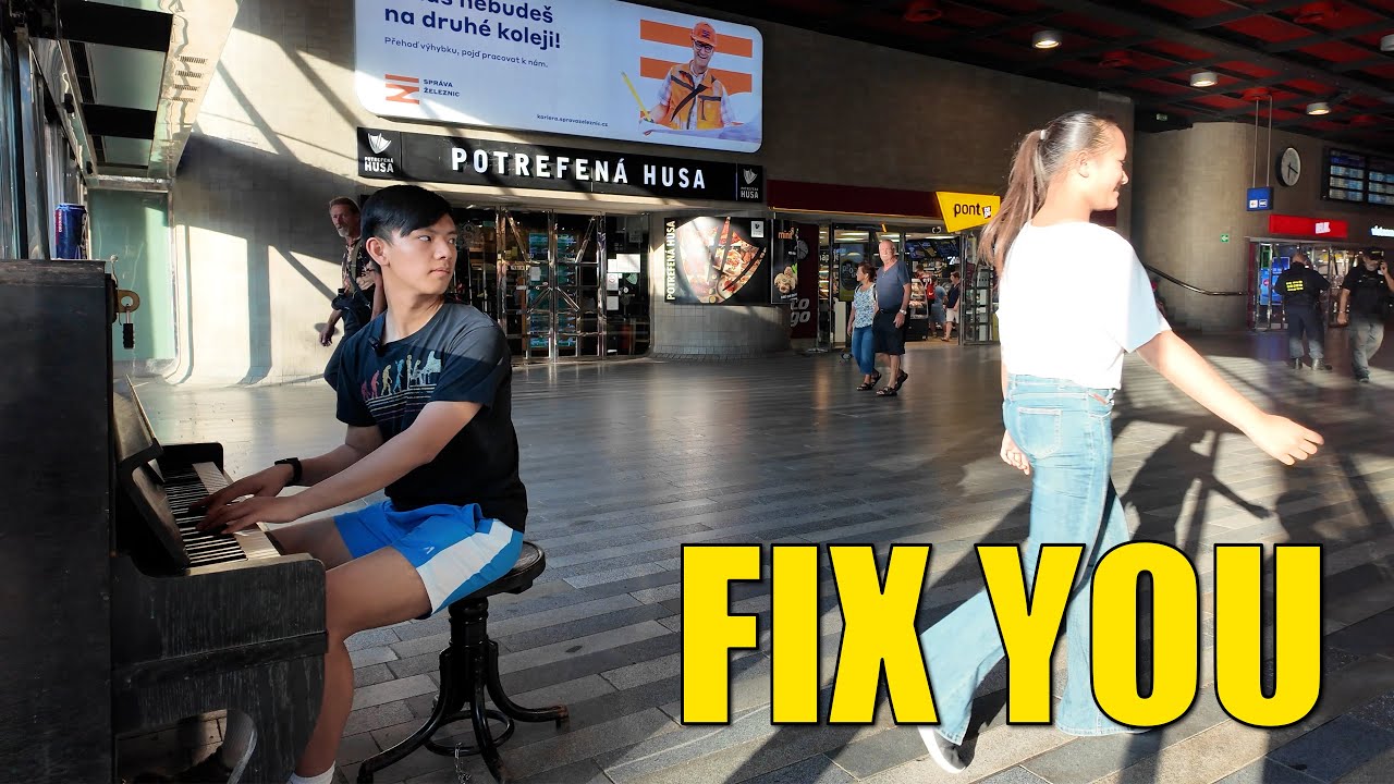 Playing Fix You In Prague Train Station | Cole Lam
