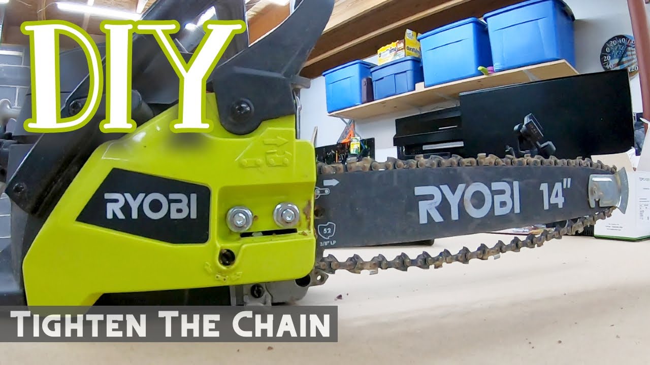 Как натянуть цепь бензопилы на 14-дюймовом бензопиле Home Depot Ryobi - RY3714