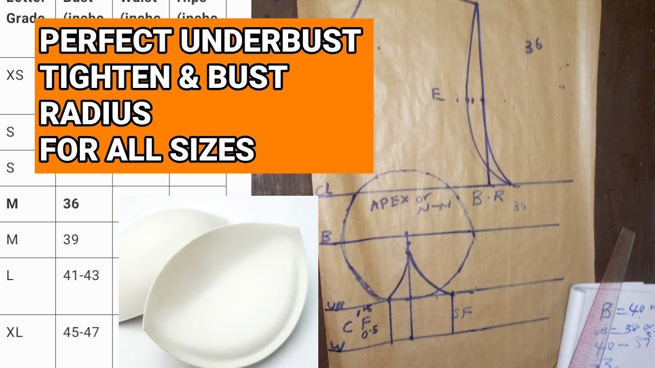 Under Bust Tighten: Formula for Under Bust Tighten & Bust Radius for All Sizes | Tips & Tricks.