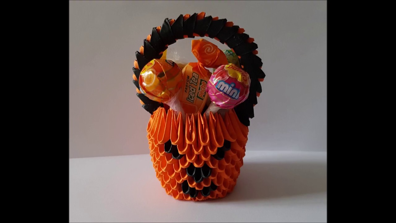 panier citrouille origami 3d, basket pumpkin