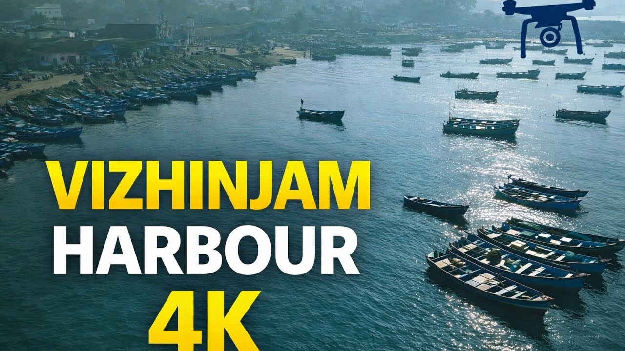 Vizhinjam Harbour Drone View 4K | Stunning Sea & Port Aerial | Kerala Coastal Beauty