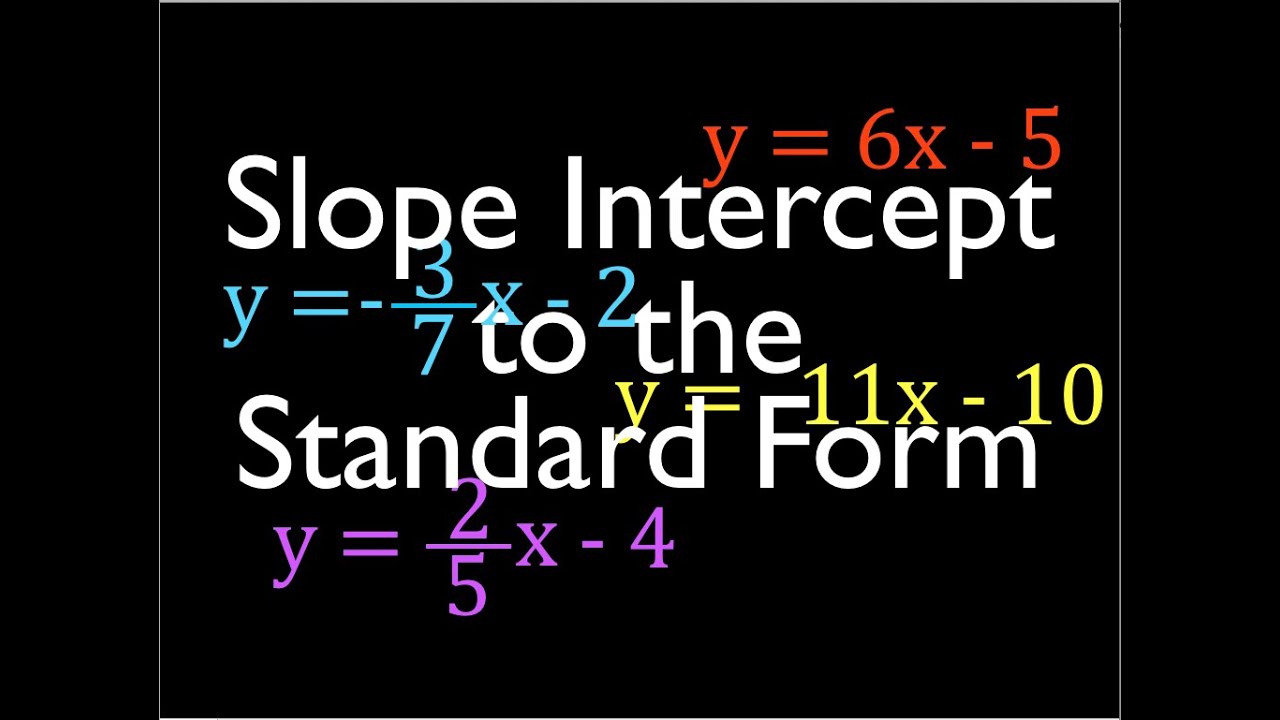Convert from the Slope Intercept Form to the Standard Form