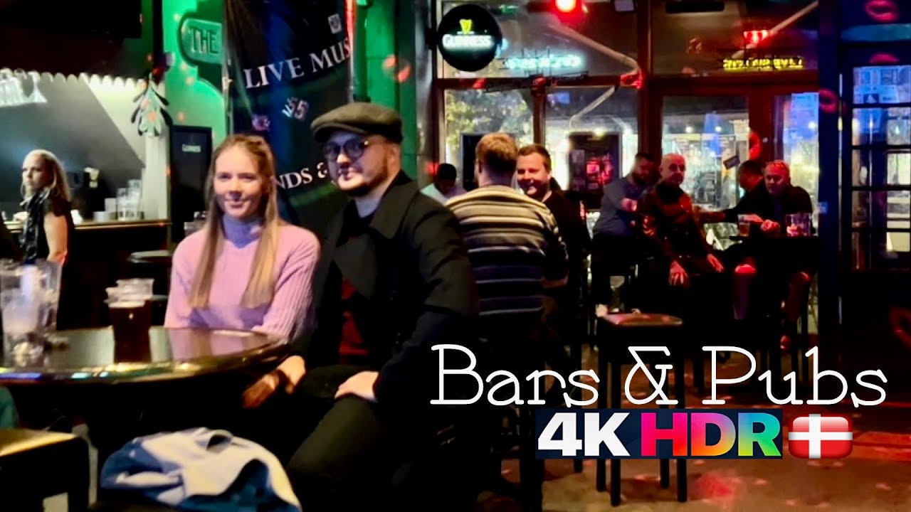 4K Walking by Best Bars & Pubs in Copenhagen Denmark, Tourist attractions #cafebar #HDR