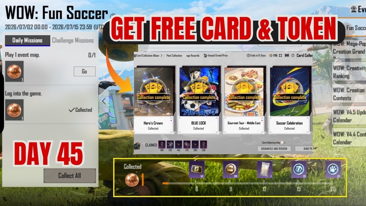 WOW FUN SOCCER EVENT PUBG MOBILE | GET FREE CARDS & TOKEN PUBG MOBILE