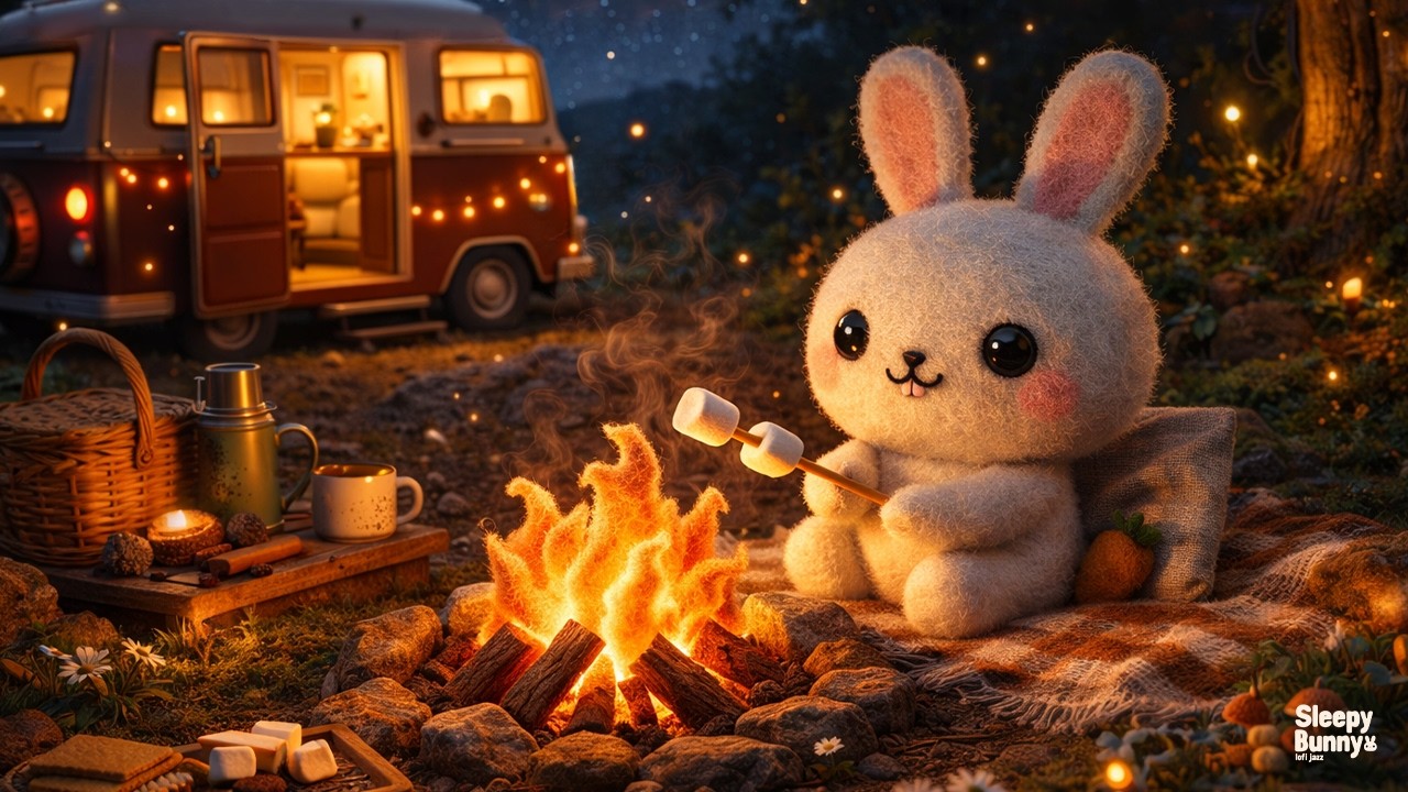 Let the fire quiet your thoughts 🔥🌙 — Cozy Night Lofi Jazz for Study, Focus & Relax
