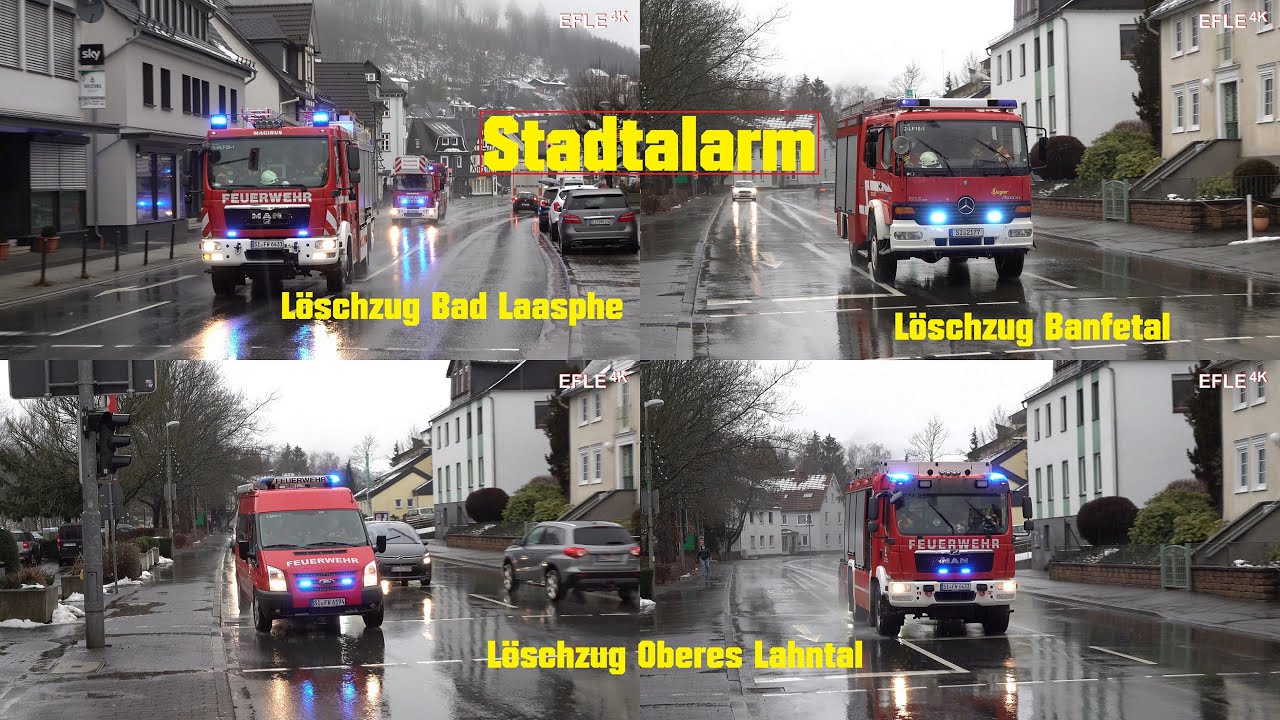 Einsatzfahrten zum Feuer 6 in Bad Laasphe/Alle Ortswehren zu Brand in Wohnheim für Behinderte