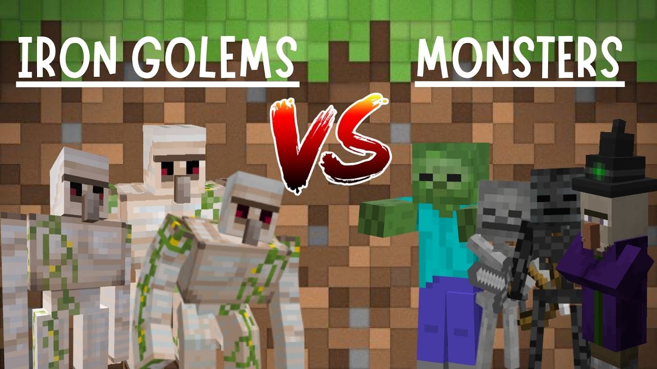 Iron Golems Vs. Monsters | Minecraft