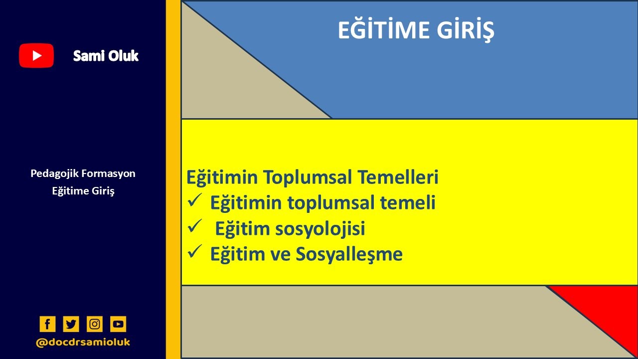 EG26 Eğitime Giriş /Eğitimin Toplumsal Temelleri/ Eğitimin toplumsal temeli, Eğitim sosyolojisi