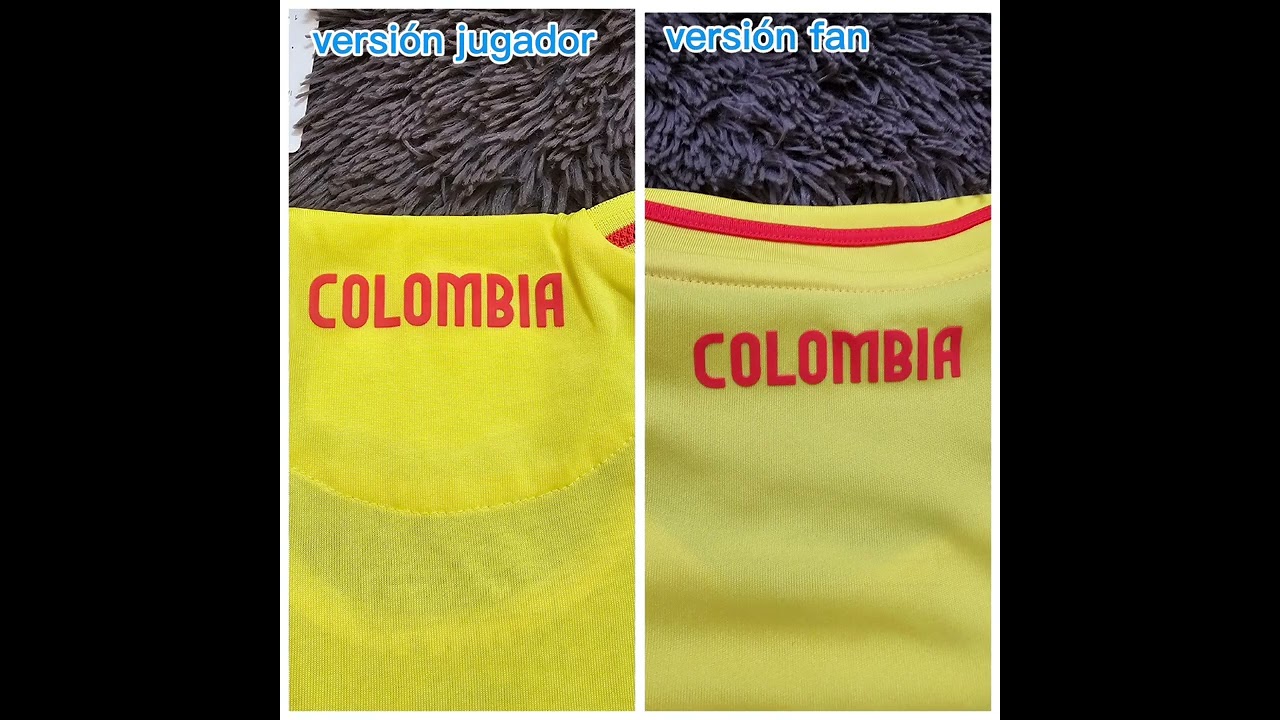 diferencia entre una camiseta versi&oacute;n fan a una versi&oacute;n jugador de la seleccion colombia.