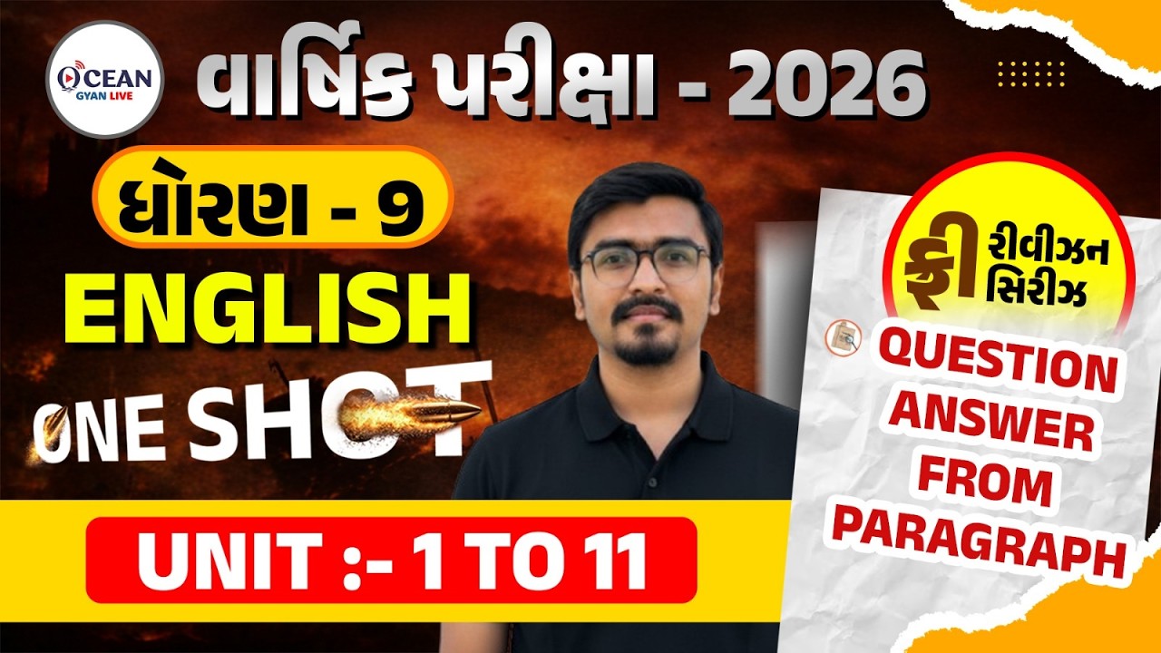 Std 9 English Unit 1 to 11 Question Answer form Paragraph | Std 9 English Question | Gujarat Board