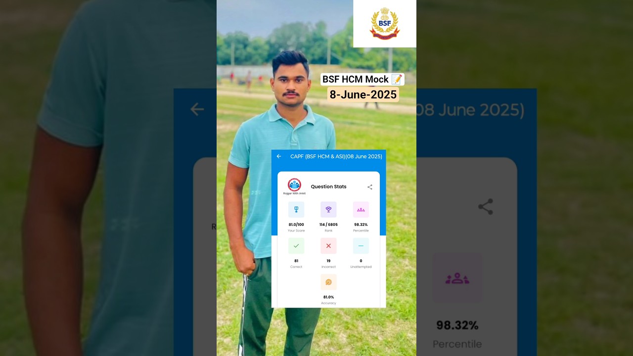 ||BSF HCM 🪖Mock Test 📝analysis 8- June-2025🎯||#bsf #shorts #ytshorts @SoloAspirantt