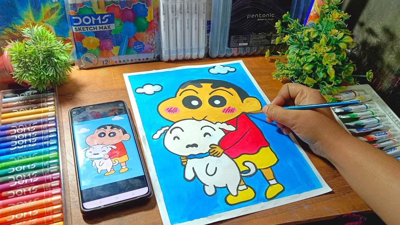 Shinchan drawing Step By Step ✨How To Make Shinchan Drawing Easy ✨ Shinchan colouring Drawing ❤️