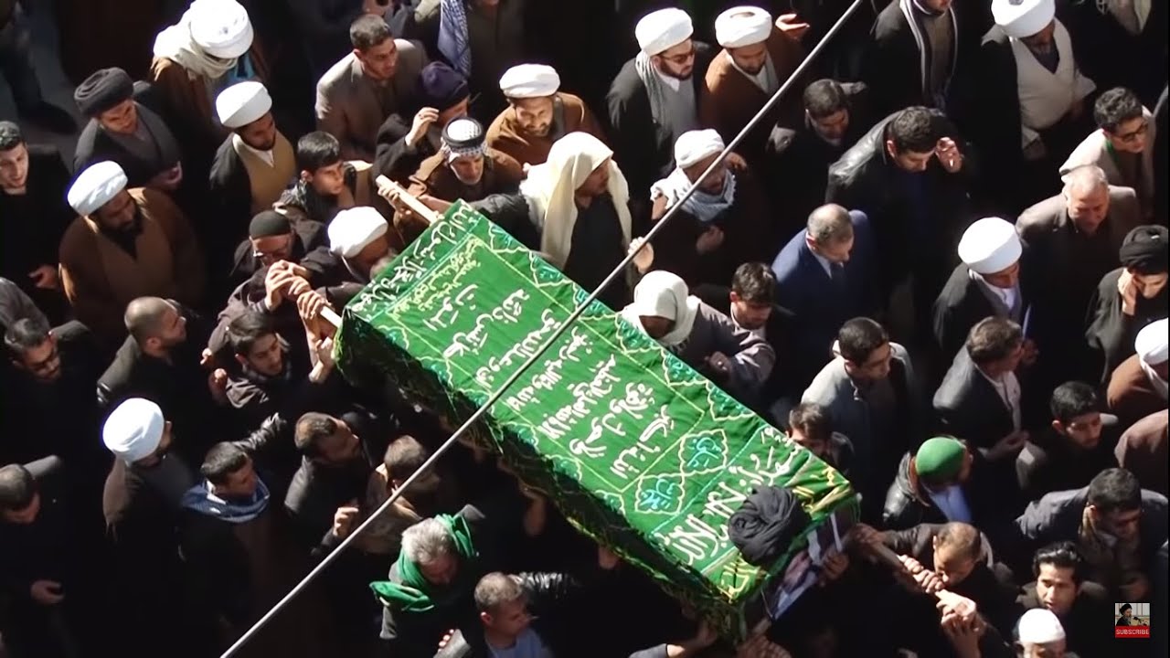 مراسم تشييع العلامة السيد محمد جواد الشيرازي (رحمه الله) في مدينة النجف الأشرف