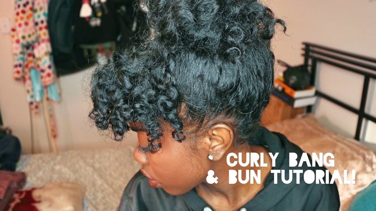 Natural Hair - Curly Bang & Bun Tutorial!