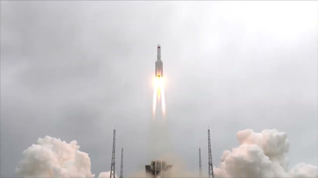 Launch of Chinese Space Station Module - Tianhe on Long March 5B