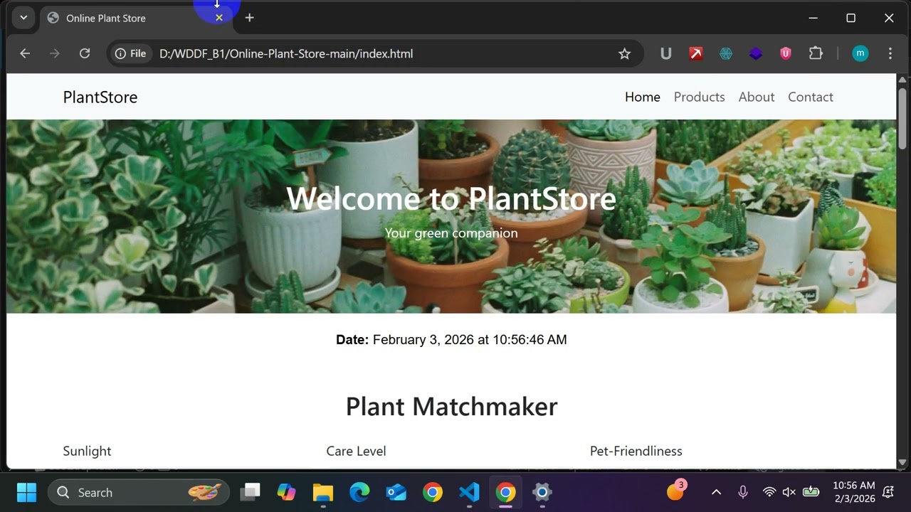 Class-54 Online Plant store(Home Page design)