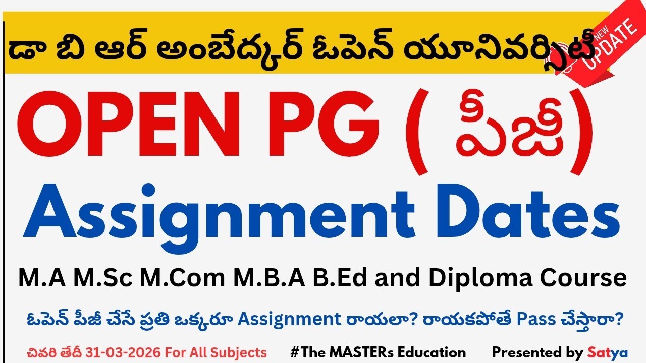 DR BR AMBEDKAR OPEN UNIVERSITY Open PG MA/MSc/MCom Assignment Submission 2026 | Full Details 